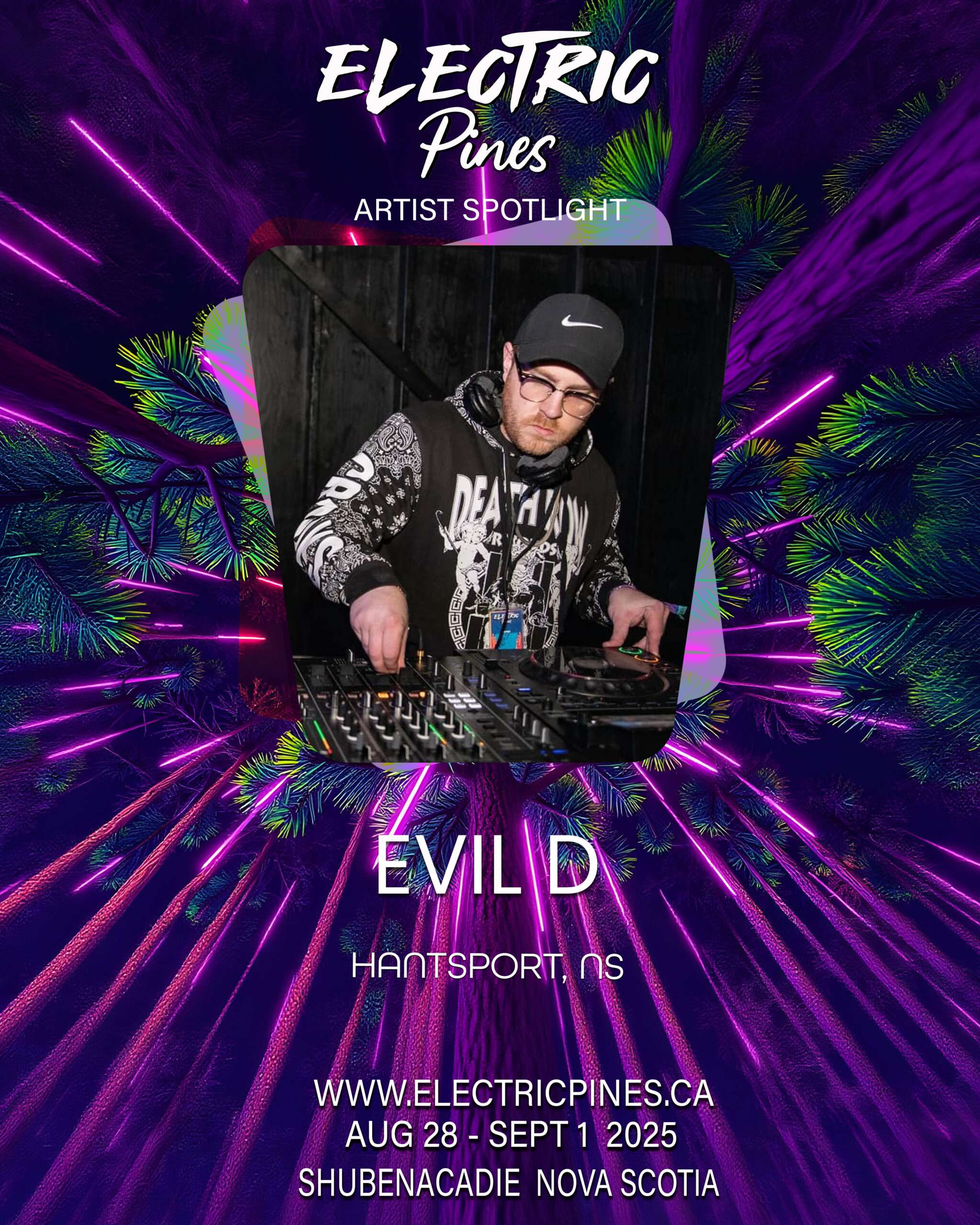 electric pines music festival, electric pines, nova scotia, canada, lineup, artists, electronic, dub, music festival